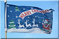 SP9211 : A "Merry Christmas" flag in Christchurch Road, Tring by Chris Reynolds