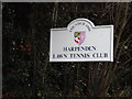 TL1314 : Harpenden Lawn Tennis Club sign by Geographer