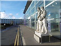 Statue to Alcock and Brown outside the Heathrow Academy