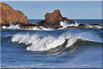 NT9266 : Winter waves in Coldingham Bay by Walter Baxter