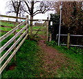 Wooden gate across a public footpath, Newent