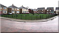 Southeast corner of a grass rectangle, Foxglove Meadows, Bettws, Newport