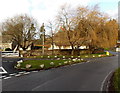 Boulders on a grass triangle, Rogerstone, Newport