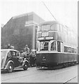 SJ3790 : Edge Lane tram depot and tram 1957 by Sue Adair