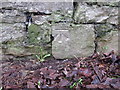 SJ2463 : Bench mark on Mold cemetery wall #2 by John S Turner