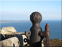 J3728 : A BWC monogrammed gate post ball finial at Drinneevar Quarry by Eric Jones