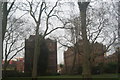 View of the St. Pancras Hospital buildings from St. Pancras Gardens