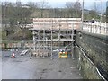 SE1021 : Scaffolding support for the temporary footbridge, Elland by Humphrey Bolton