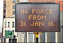 J3473 : 20 mph speed limit (starting date) sign, Belfast - January 2016(2) by Albert Bridge