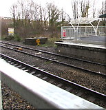 ST1494 : Quarter mile post, Ystrad Mynach railway station by Jaggery