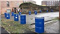 SE2932 : Blue barrels, Water Lane, Leeds by Stephen Craven