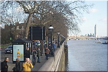 TQ2777 : View of lamp posts on parade on the Embankment #4 by Robert Lamb