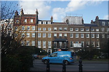 TQ2777 : View of houses on Cheyne Walk from Chelsea Embankment #2 by Robert Lamb