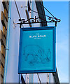 The Blue Boar (2) - sign, 28 Market Square, Witney, Oxon