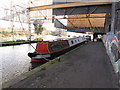 Gort, narrowboat in covered wharf mooring