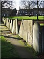 Wall of old gravestones - Worksop Priory