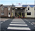 Zebra crossing to a house rebuild, King Street, Brynmawr