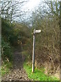 Sign at footpath junction east of Kingsfold