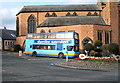 Shoreline Suncruisers bus approaching roundabout on Columbus Ravine (A165), Scarborough