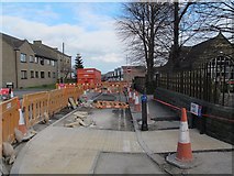 SE2434 : Back Lane, Bramley with cycle lane construction by Stephen Craven