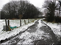 H4376 : Shush and snow on a country lane, Mountjoy by Kenneth  Allen