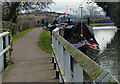 Narrowboats moored along the Erewash Canal