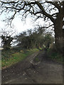 TM4565 : Bridleway to Lovers Lane & entrance to The Round House by Geographer