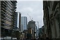 View of new buildings in Aldgate from Commercial Road