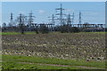 Electricity pylons and sub station