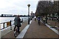 SJ8097 : Cyclists on Central Wharf by David Lally