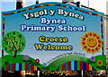 Ysgol y Bynea/Bynea Primary School Croeso/Welcome board