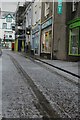 Hail storm on High Street in Conwy