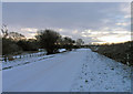 Kirby Road towards Great Dalby with snow