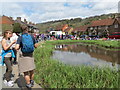 SP9612 : The Bank Holiday crowds surround the Village Pond at Aldbury by Chris Reynolds