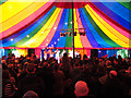 Inside the music tent at the Machynlleth Comedy Festival