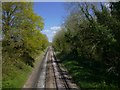 Looking north along railway from Hackenden Lane bridge