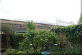 View of Hoxton station from the Geffrye Museum Herb Garden