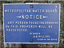 TQ3199 : Old sign at the former Whitewebbs Pumping Station by Mike Quinn