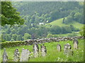 Looking across the valley from Llanstephan Churchyard