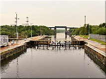 SJ7294 : Irlam Locks, Western Gate by David Dixon