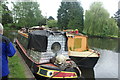 View of two narrowboats moored on the Grand Union Canal near Batchworth Lock