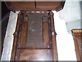 St Issells Church, Saundersfoot - War Memorial above pulpit