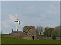 SK2554 : Windmill, turbine and railway cottages by Dave Dunford