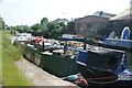 View of an owl statue on a narrowboat on the River Lea