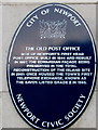 Old Post Office blue plaque, High Street, Newport