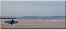 NU1241 : Holy Island from the beach at Bamburgh Castle by Len Williams