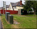 Telecoms cabinets and an electricity substation, Christchurch Road, Newport