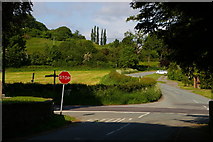 SJ5153 : Approaching the crossroads, Bickerton church by Christopher Hilton