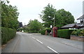 Bus stop and telephone box on Main Road, Goostrey