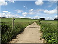 TM0749 : Footpath junction & entrance to Castle Farm by Geographer